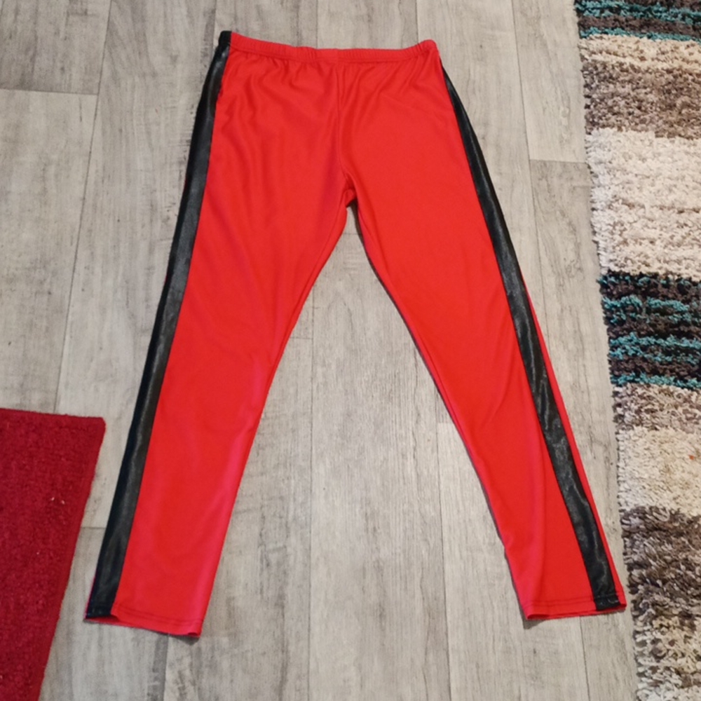 Womens Red Spandex pants athletic Sportswear Spandex XL LILY FIRMIANA